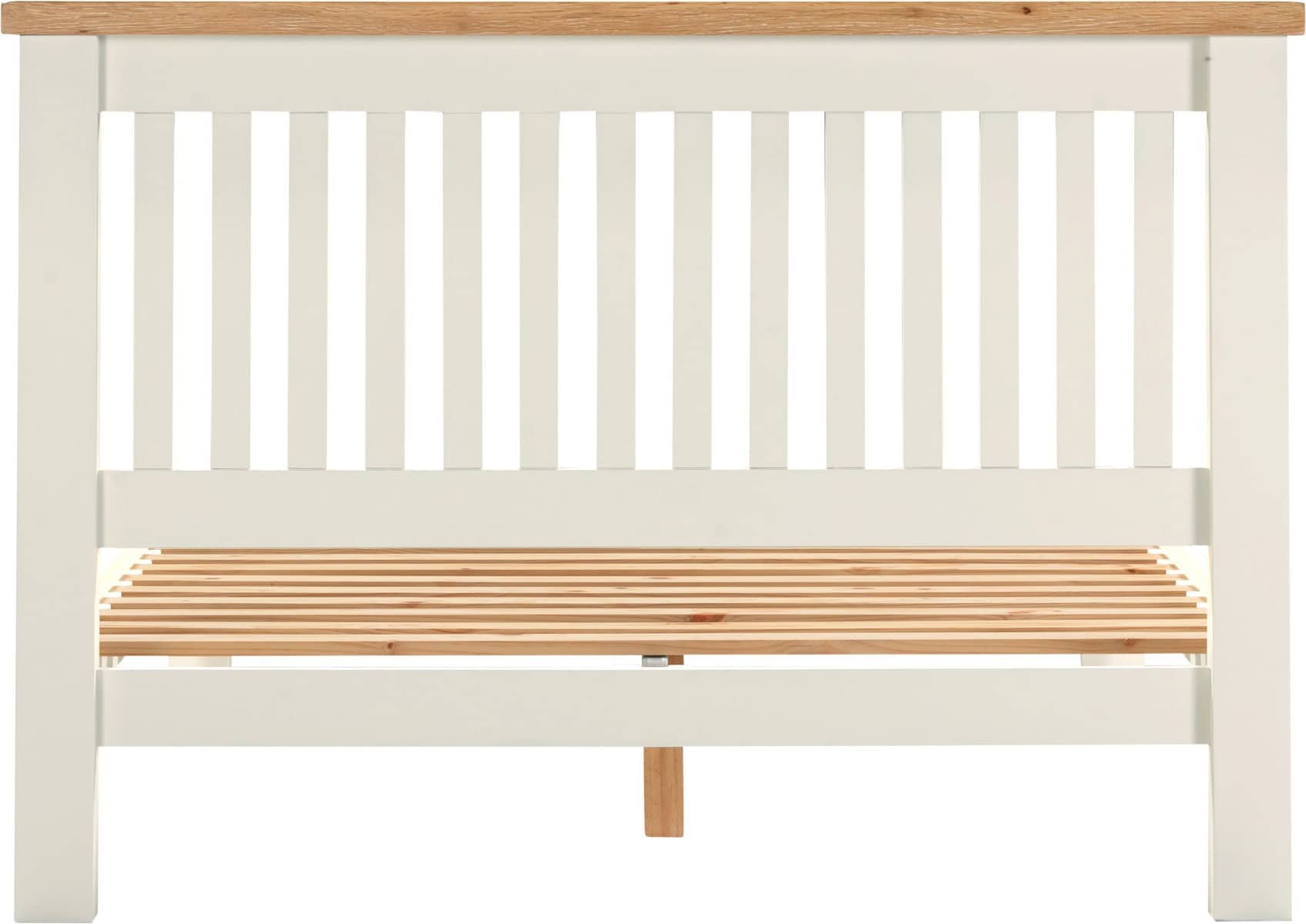 Windsor 4ft6 Low End Bedframe - Ivory & Oak - Image 5