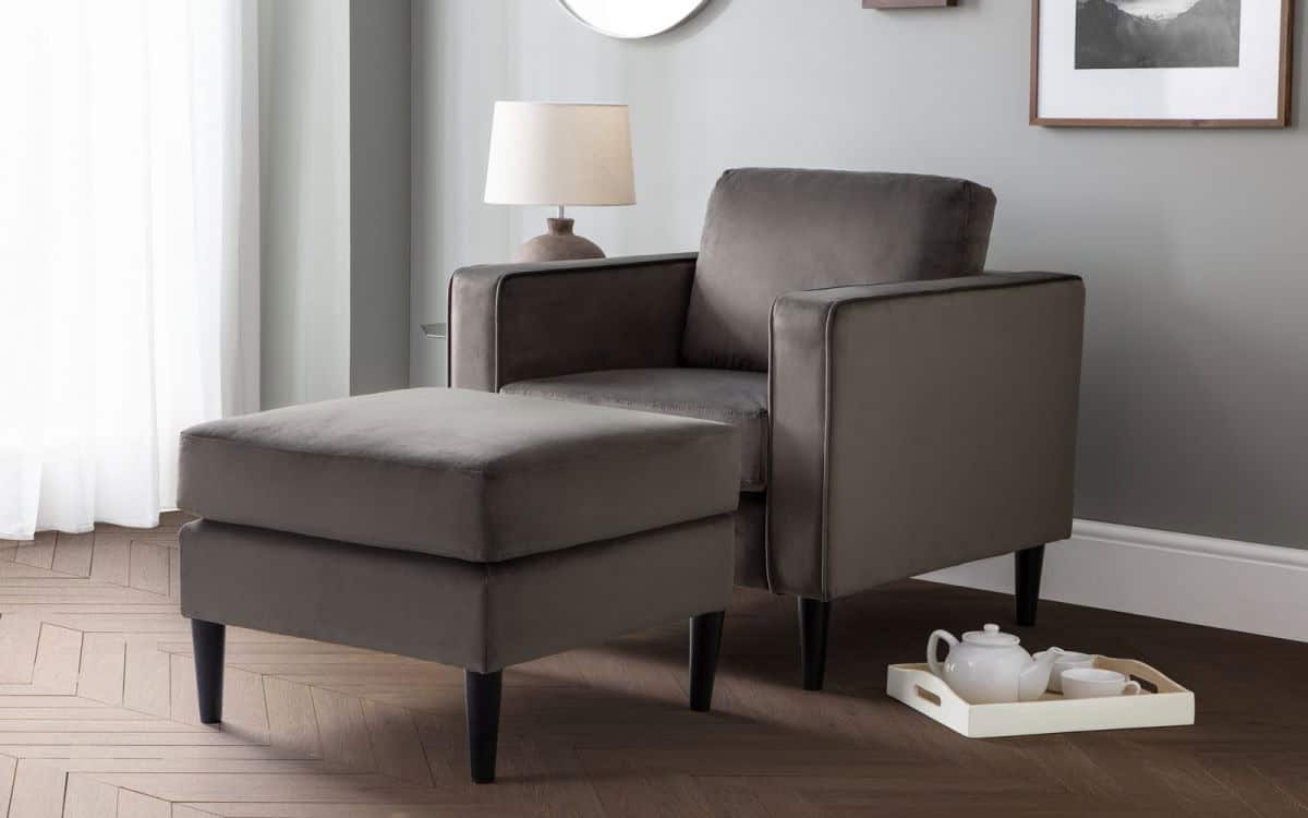 Sadie Velvet Ottoman - Grey - Image 5