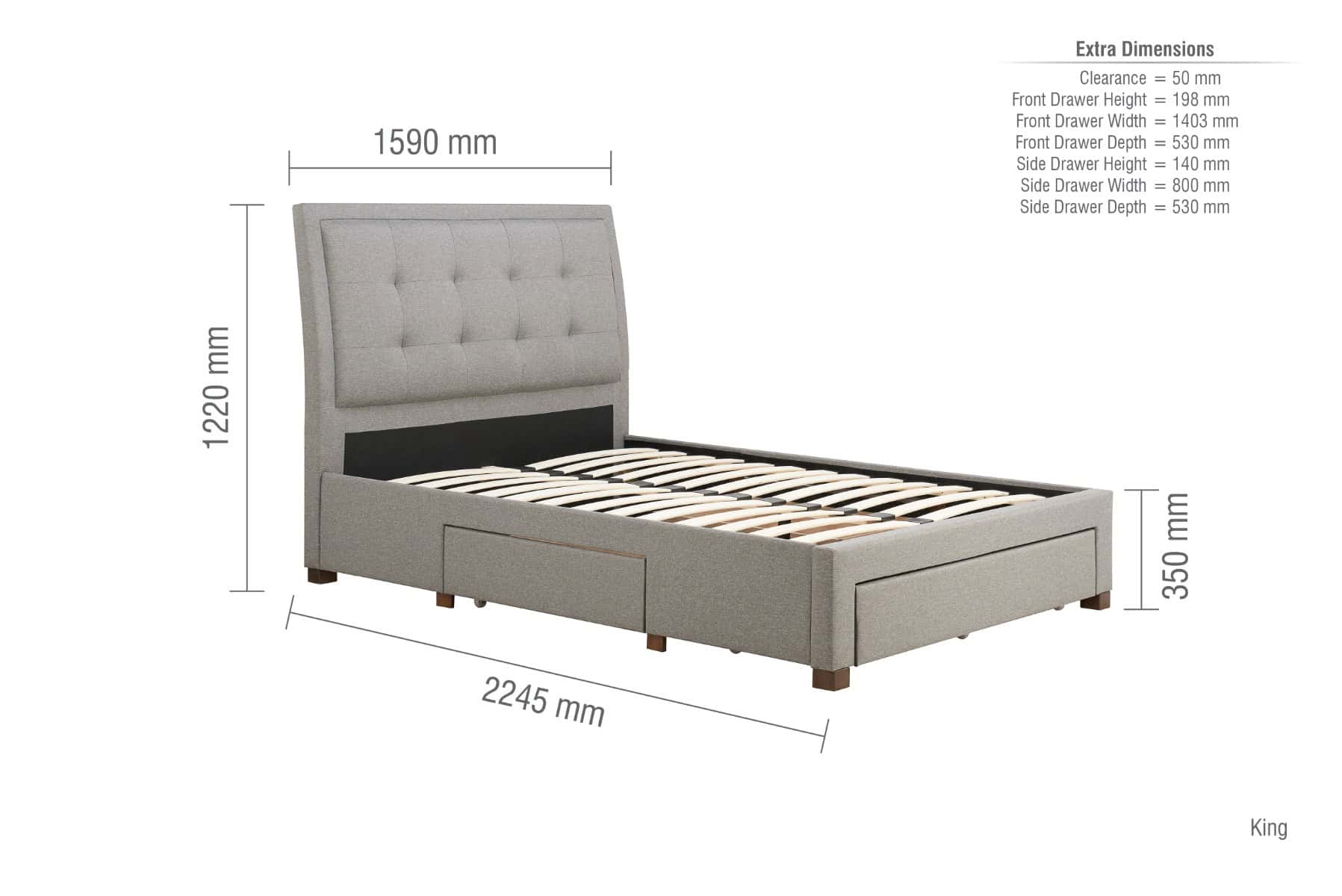 Shelby 5ft Bed - Grey - Image 3