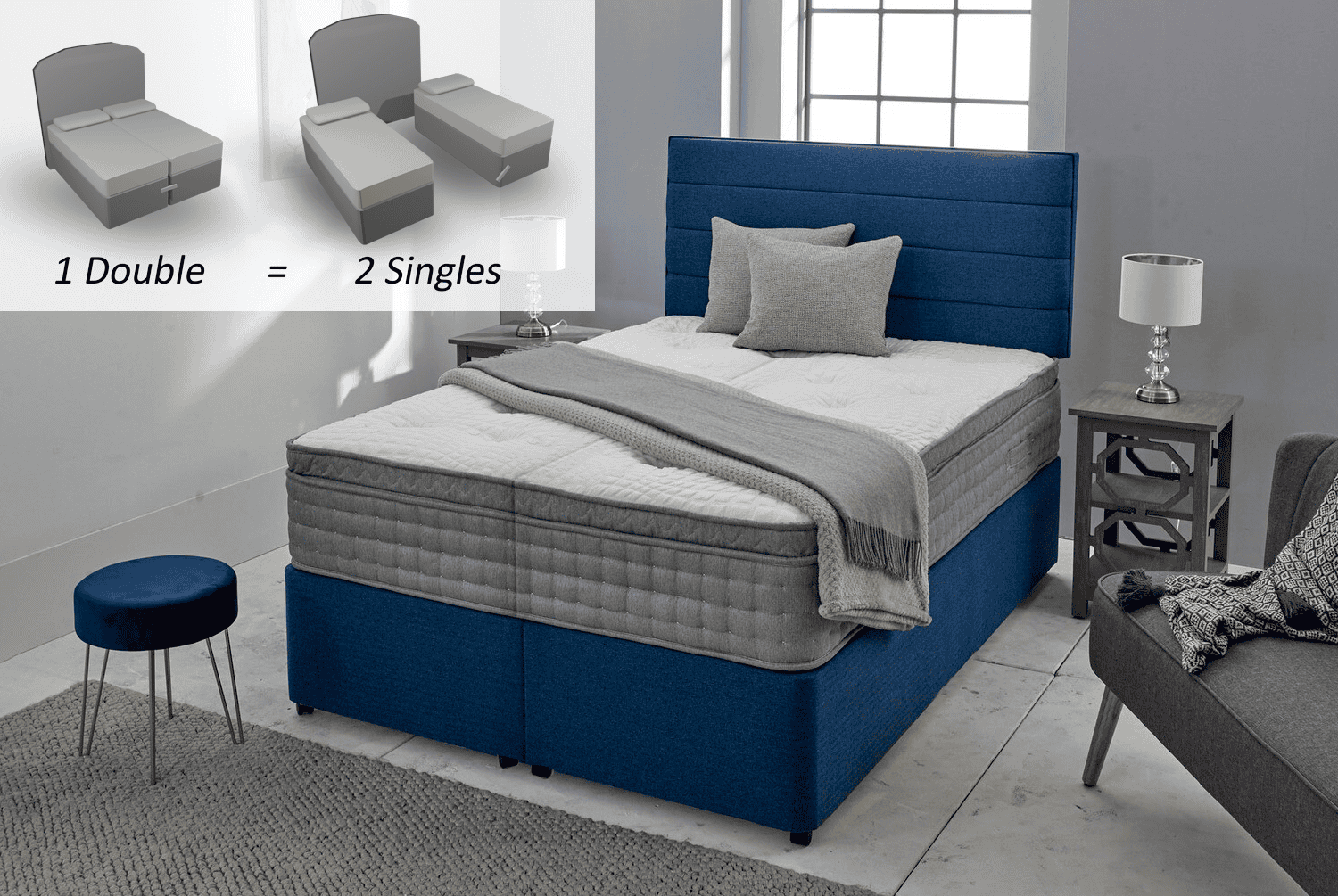 Healthbeds 6ft Bari 2000 Zip & Link Bed | Buy Online | Beds.ie