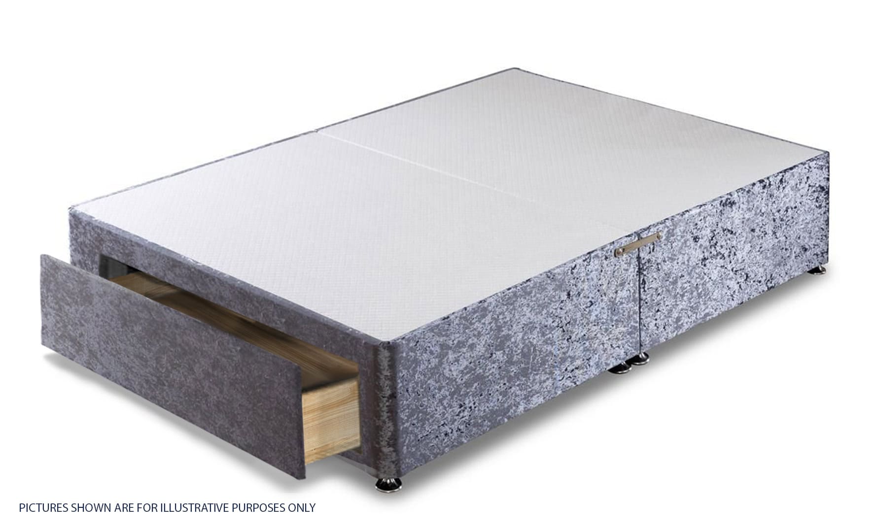 Apollo 4ft Glitz Grey Jumbo Drawer Divan Base | Buy Online | Beds.ie