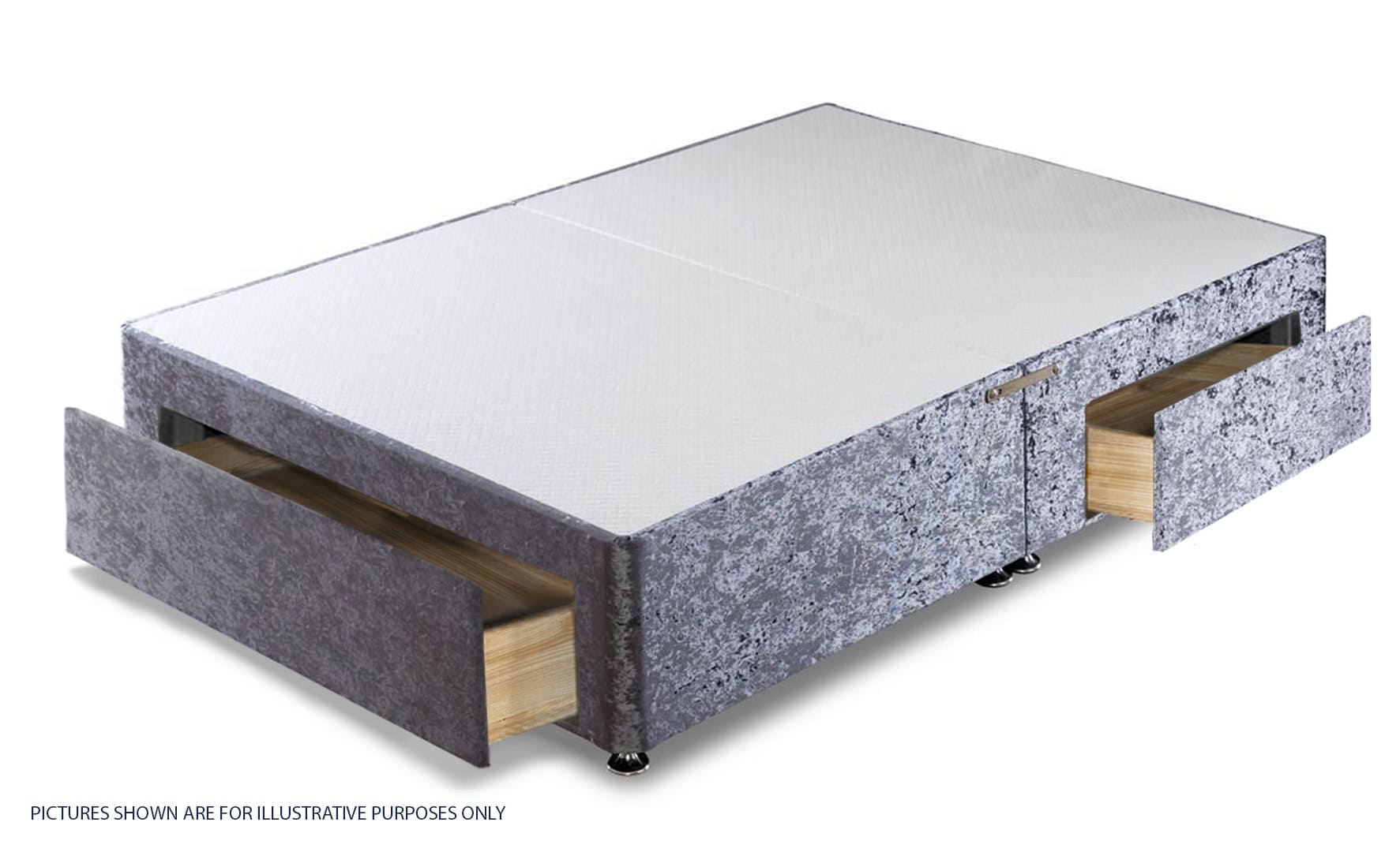 Apollo 4ft Glitz Grey Jumbo Drawer Divan Base - Image 2