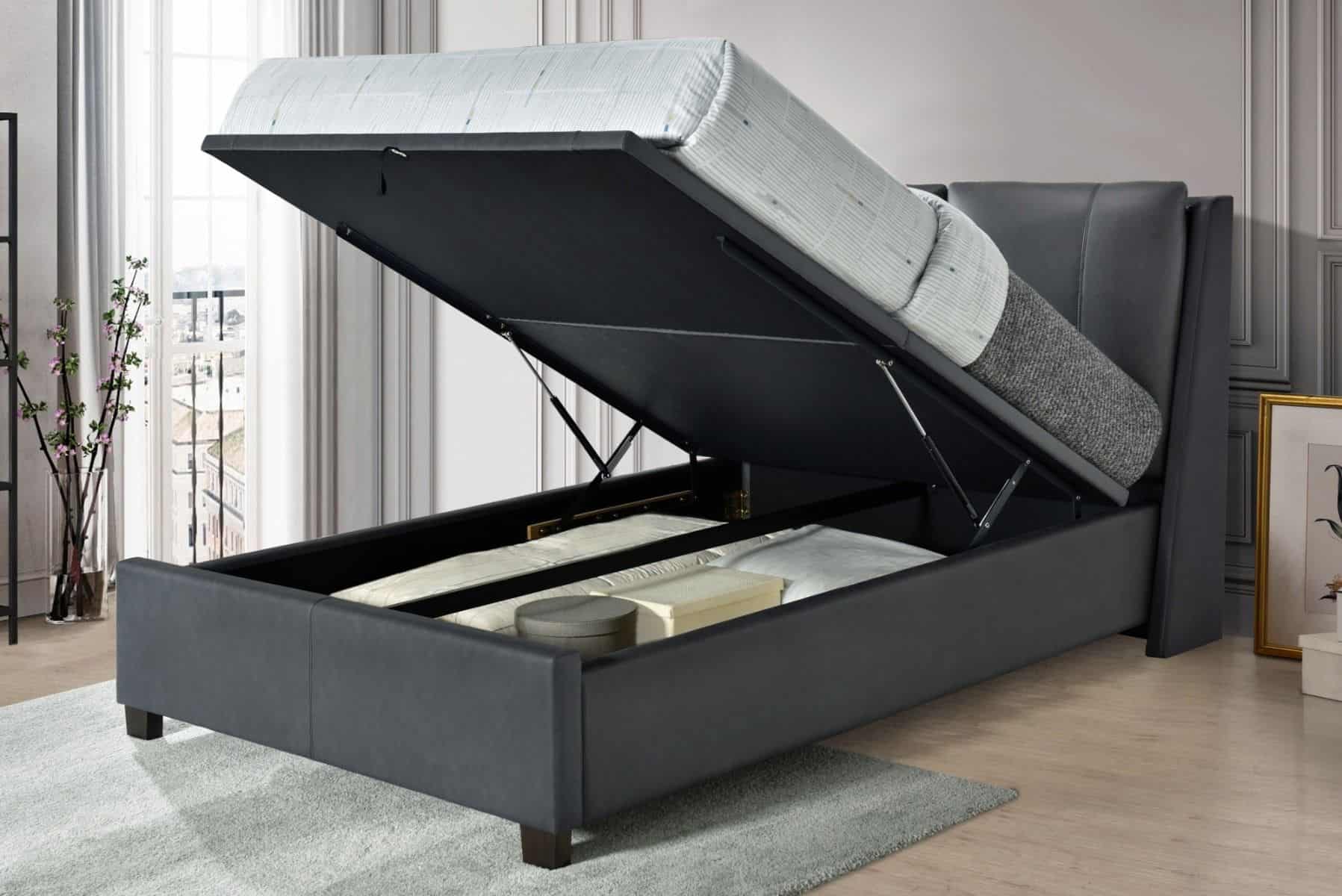 Flintshire 4ft6 Ashleigh Ottoman Bedframe - Grey - Image 2