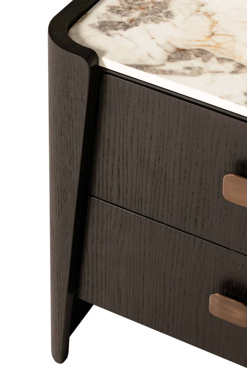 Rhodes 2 Drawer Bedside Table - Ebony - Image 5