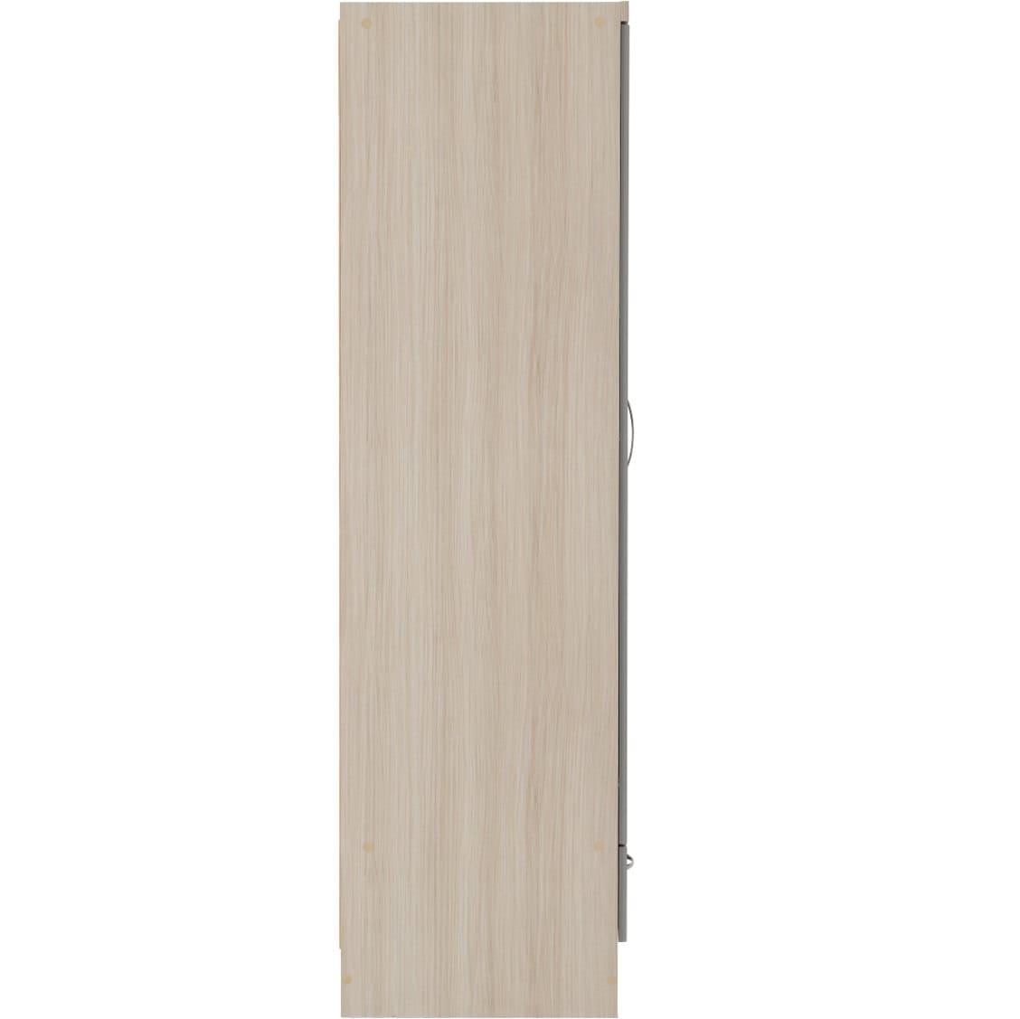Nevada 2 Door 1 Drawer Wardrobe - Grey Gloss/Light Oak - Image 6