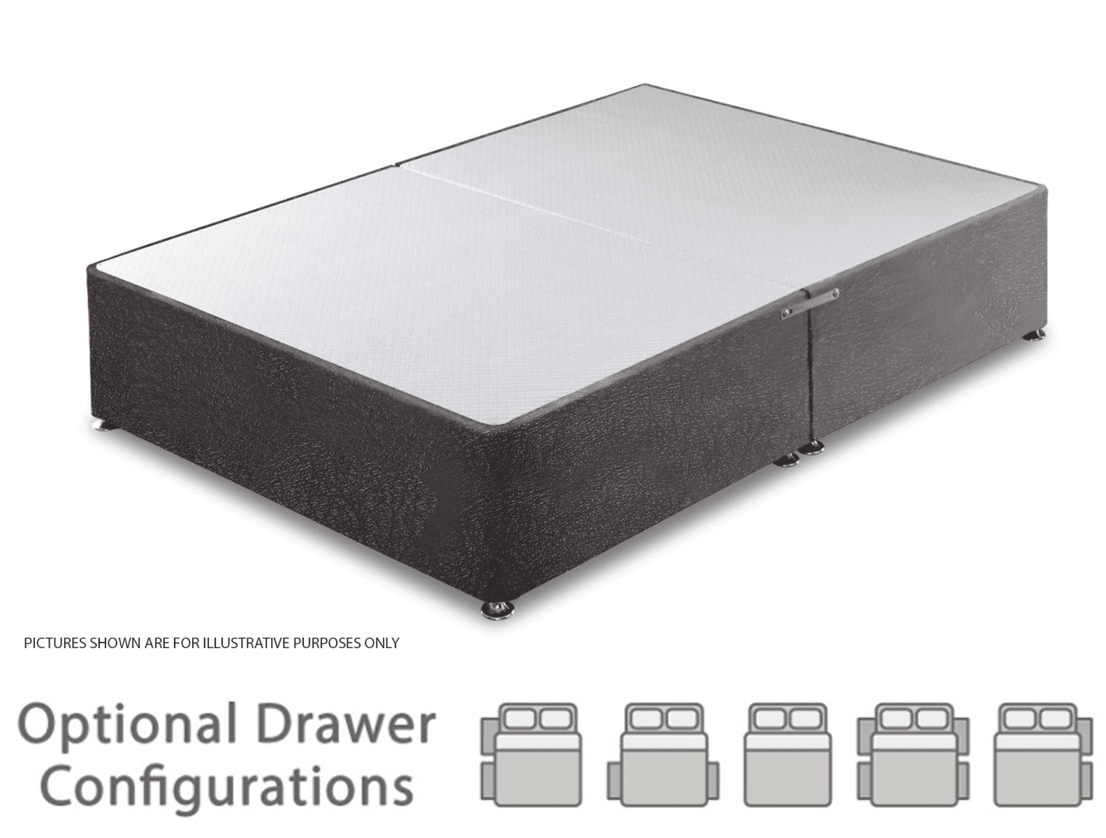 Granada 4ft Divan Base - Black Faux Leather - Image 2