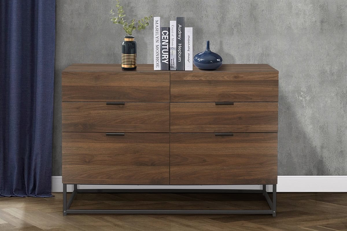 Houston 6 Drawer Chest - Walnut | Buy Online | Beds.ie