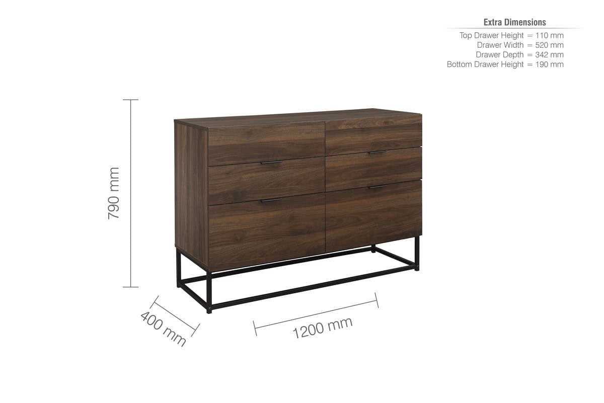 Houston 6 Drawer Chest - Walnut - Image 4