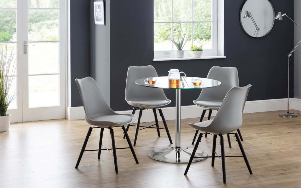 Sodo Glass Pedestal Table - Chrome - Image 3