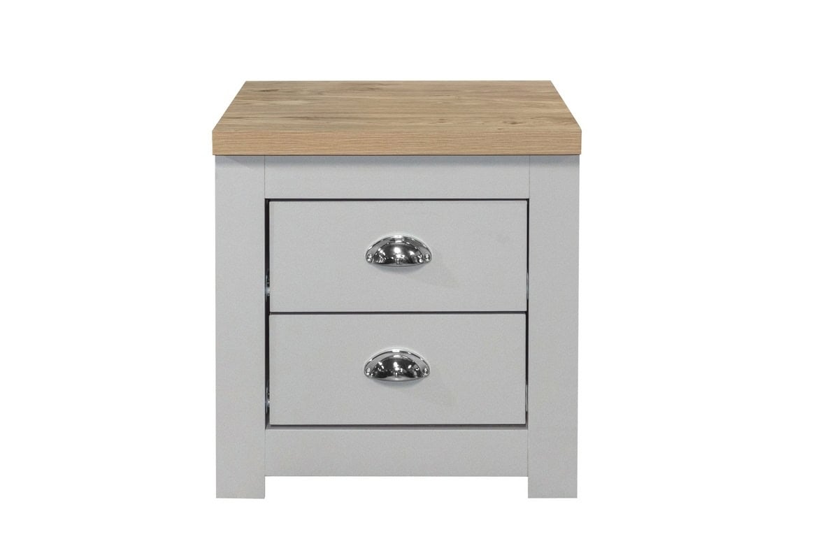 Highgate 2 Drawer Bedside - Grey & Oak - Image 3