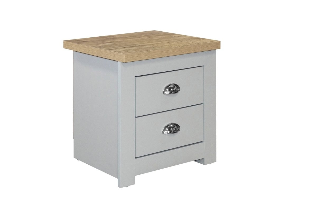 Highgate 2 Drawer Bedside - Grey & Oak - Image 4