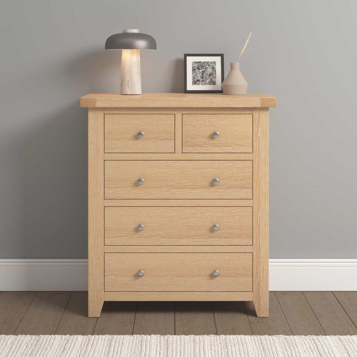 Windsor 3+2 Drawer Chest - Natural Oak | Buy Online | Beds.ie