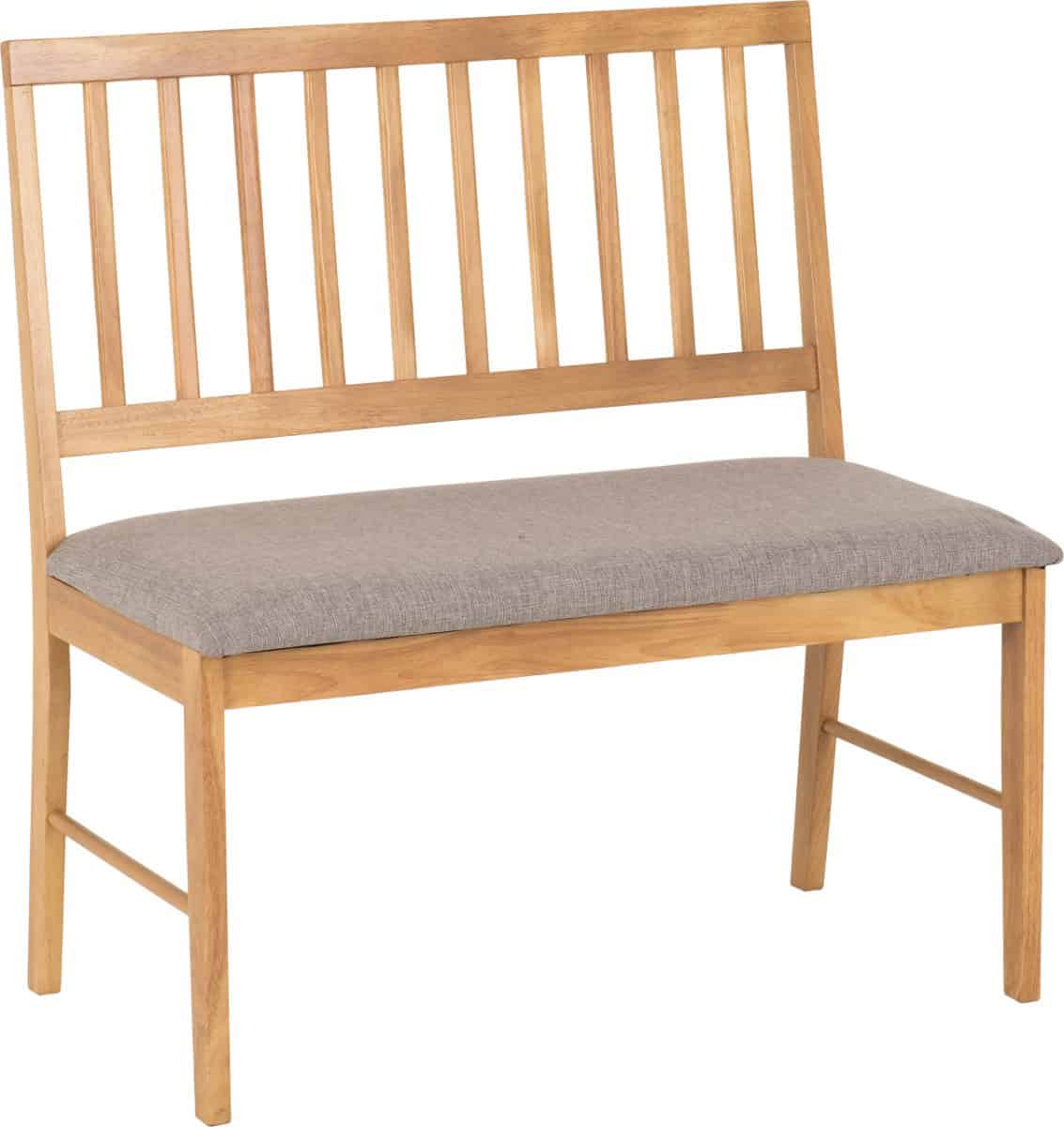 Austin 1+2 Dining Bench Set - Oak Effect and Grey Fabric - Image 4