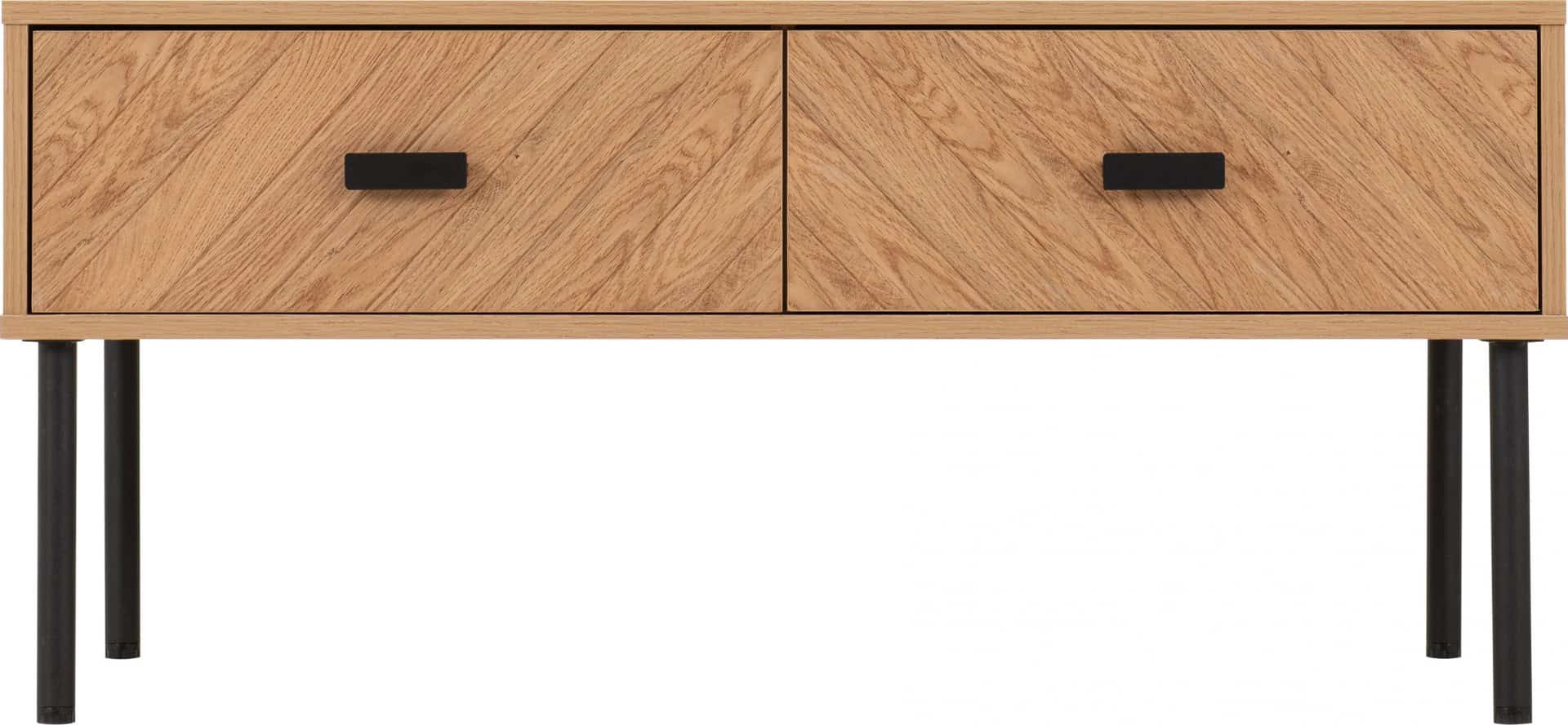 Leon 2 Drawer Coffee Table - Medium Oak Effect - Image 2