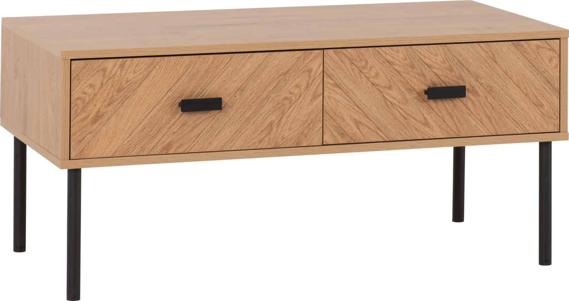 Leon 2 Drawer Coffee Table - Medium Oak Effect - Image 3