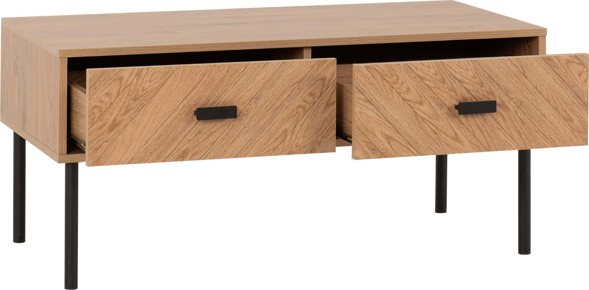 Leon 2 Drawer Coffee Table - Medium Oak Effect - Image 4