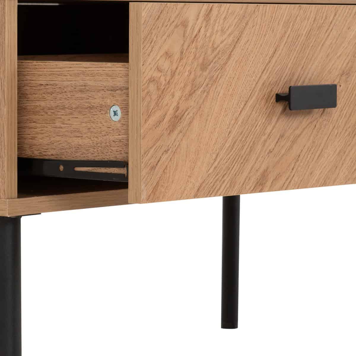 Leon 2 Drawer Coffee Table - Medium Oak Effect - Image 7