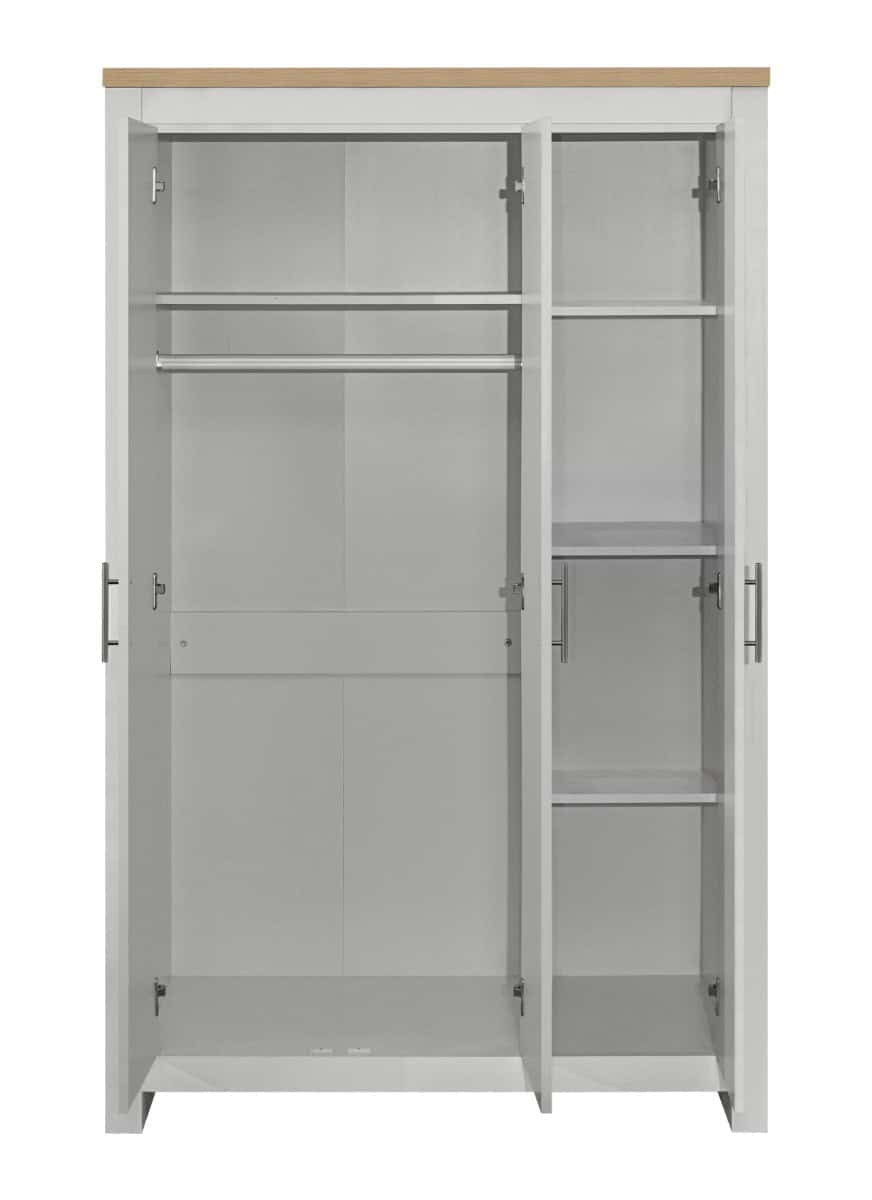 Highgate 3 Door Wardrobe with Mirrored Door - Grey & Oak - Image 3