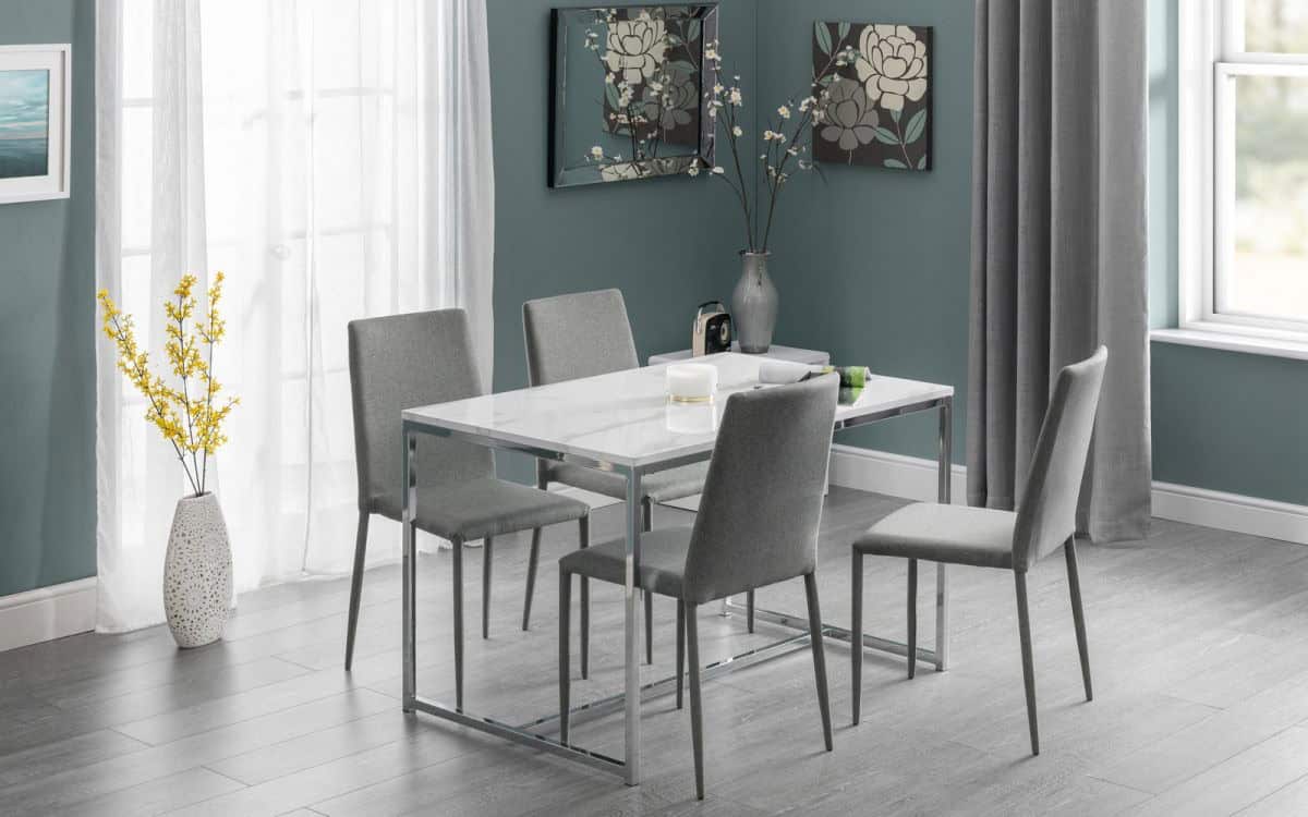 Karra Dining Table - Marble & Chrome - Image 5