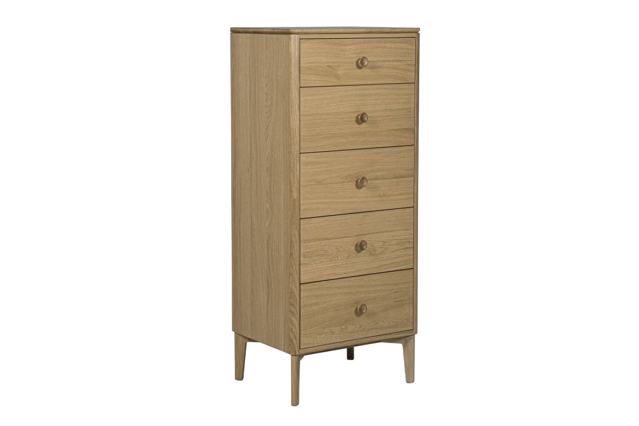 Hadley Tall Chest 5 Drawer - Oak Natural | Buy Online | Beds.ie