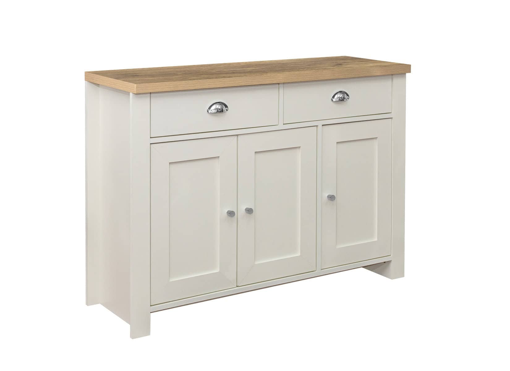 Highgate 3 Door 2 Drawer Sideboard - Cream & Oak - Image 6