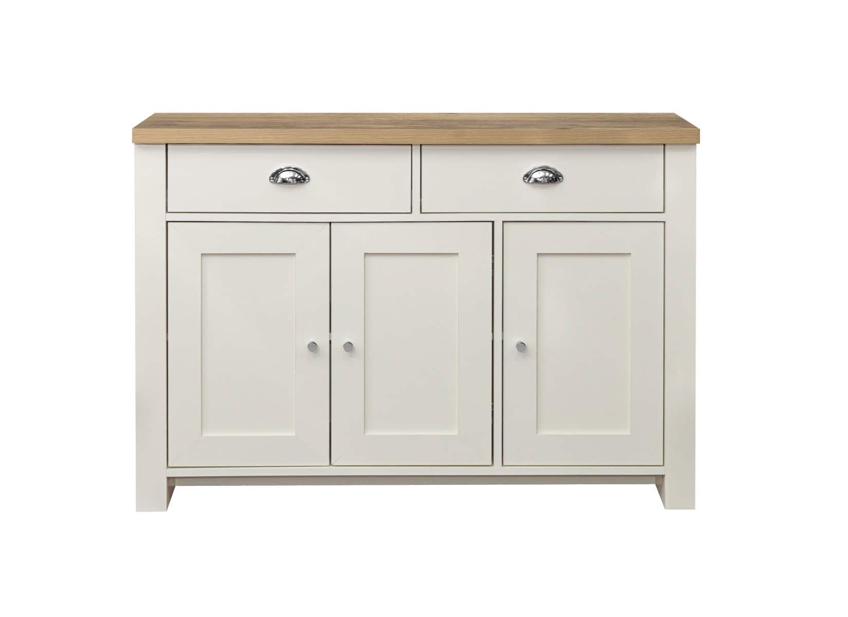 Highgate 3 Door 2 Drawer Sideboard - Cream & Oak - Image 7