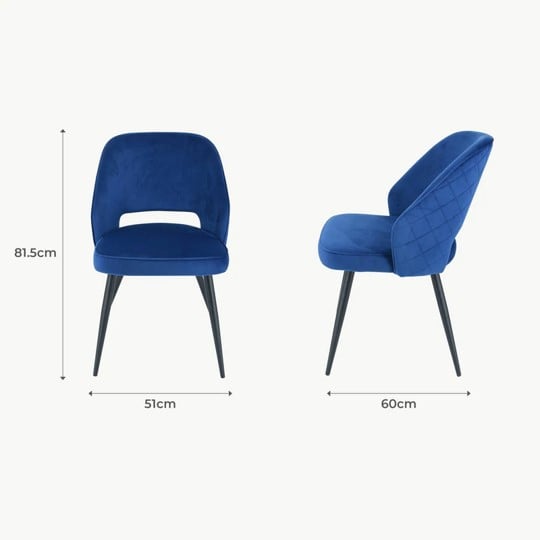 Sutton Chair - Navy Velvet (Set of 2) - Image 6
