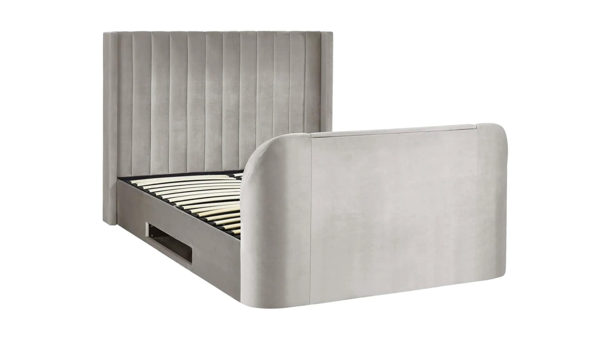 Clarke 6ft TV Side opening Ottoman - Light Grey Fabric - Image 9