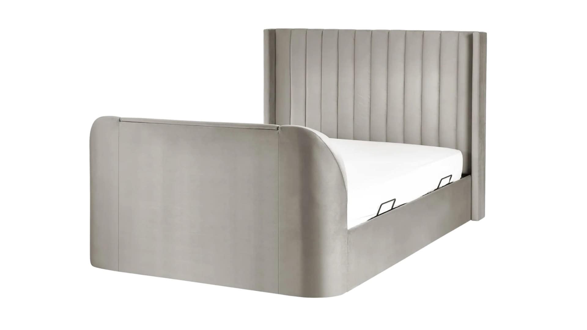 Clarke 6ft TV Side opening Ottoman - Light Grey Fabric - Image 10