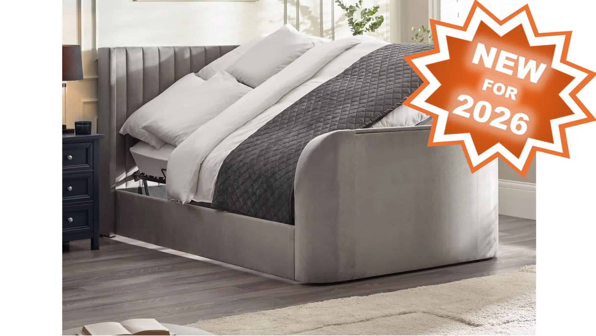 Clarke 6ft TV Side opening Ottoman - Light Grey Fabric - Image 21