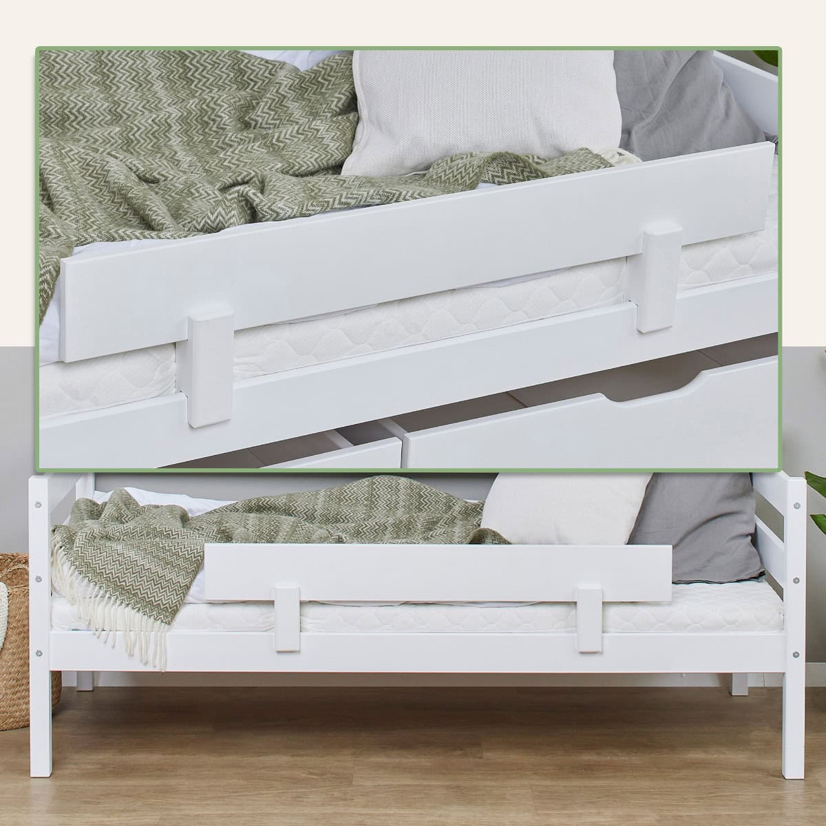 Hoppekids Shorty Bunkbed with Safety Rail - White - Image 3