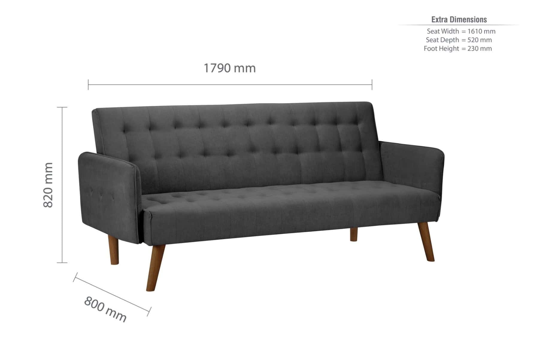 Hudson Fabric Sofa Bed - Grey - Image 3