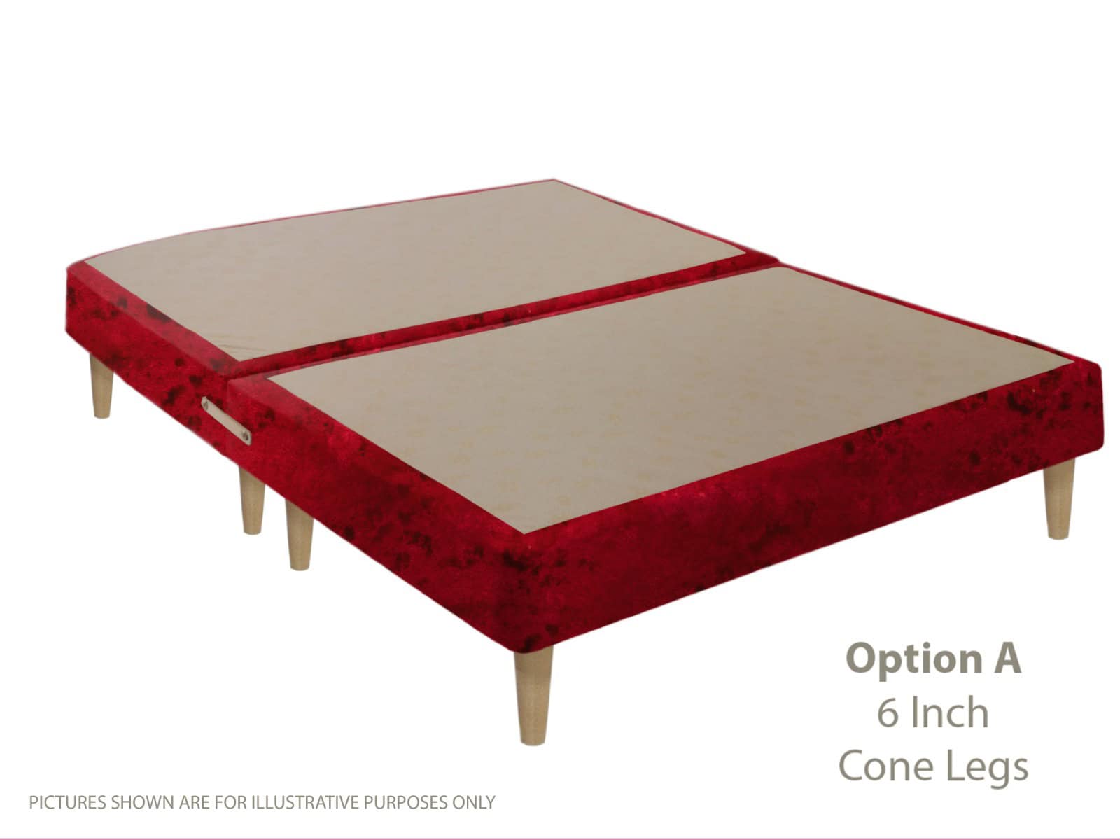 Apollo 5ft Glitz Red Shallow Divan Base on Legs | Buy Online | Beds.ie