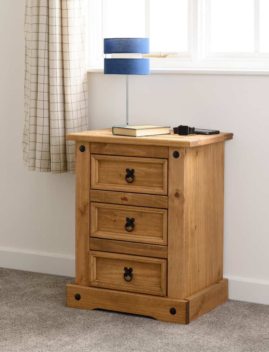 Corona 3 Drawer Bedside - Waxed Pine | Buy Online | Beds.ie