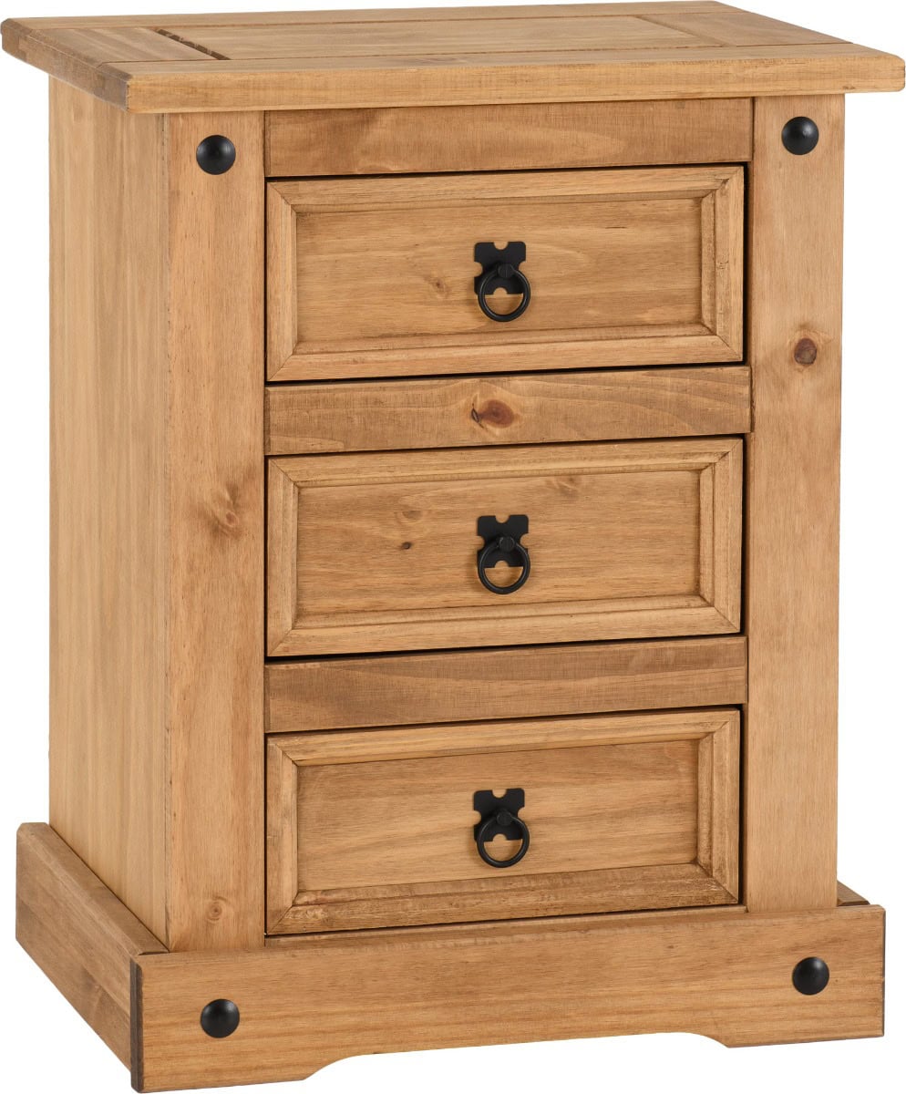 Corona 3 Drawer Bedside -  Waxed Pine - Image 2