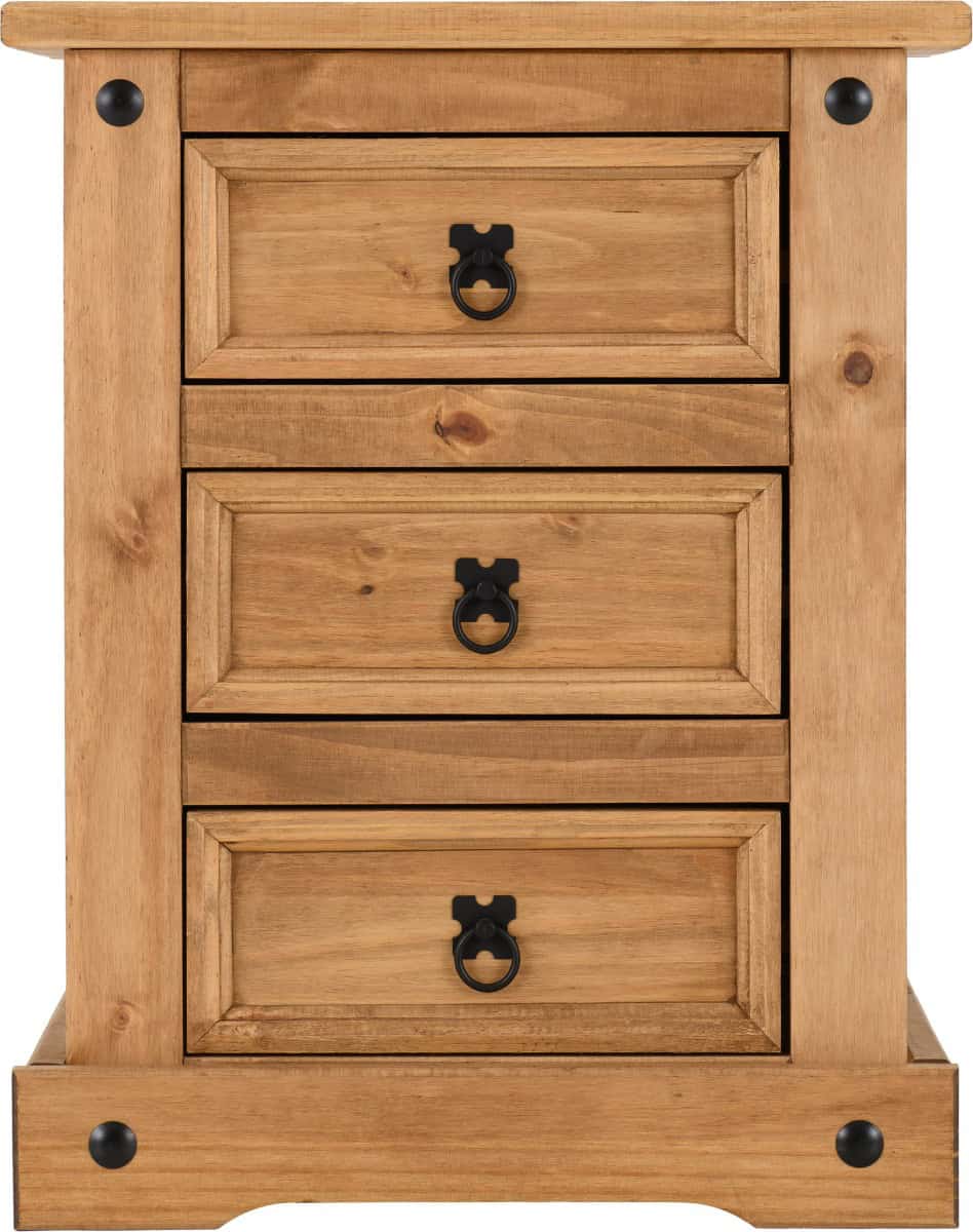 Corona 3 Drawer Bedside -  Waxed Pine - Image 3