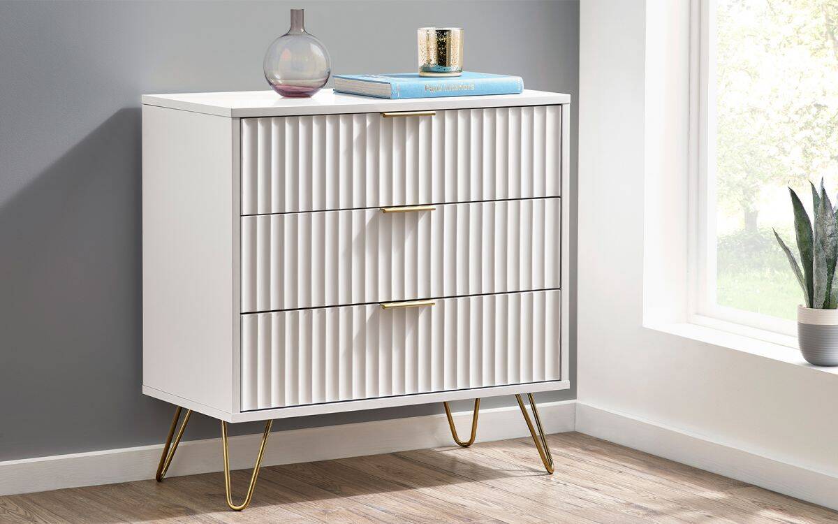 Murphy 3 Drawer Chest - Matte White | Buy Online | Beds.ie