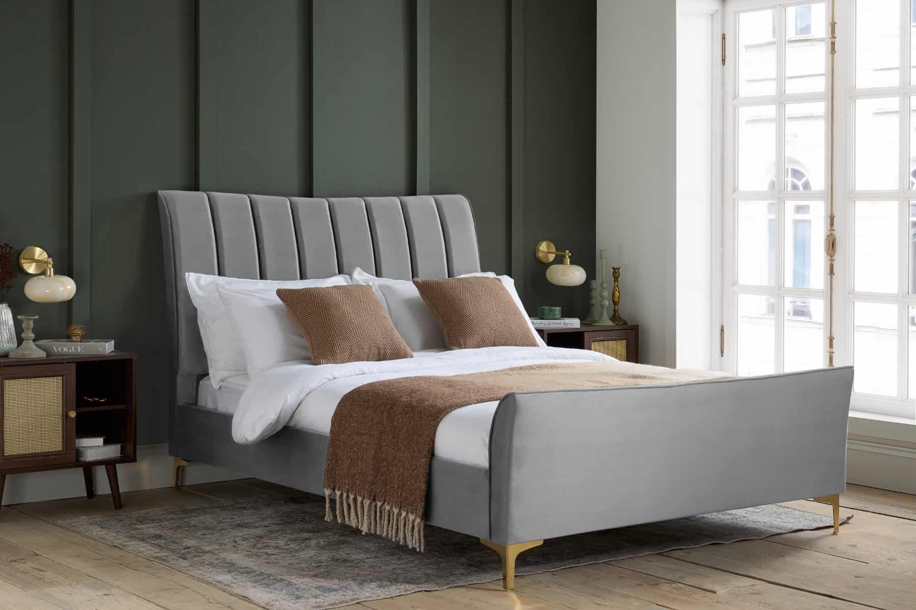 Clover 4ft Bed - Grey Velvet | Buy Online | Beds.ie