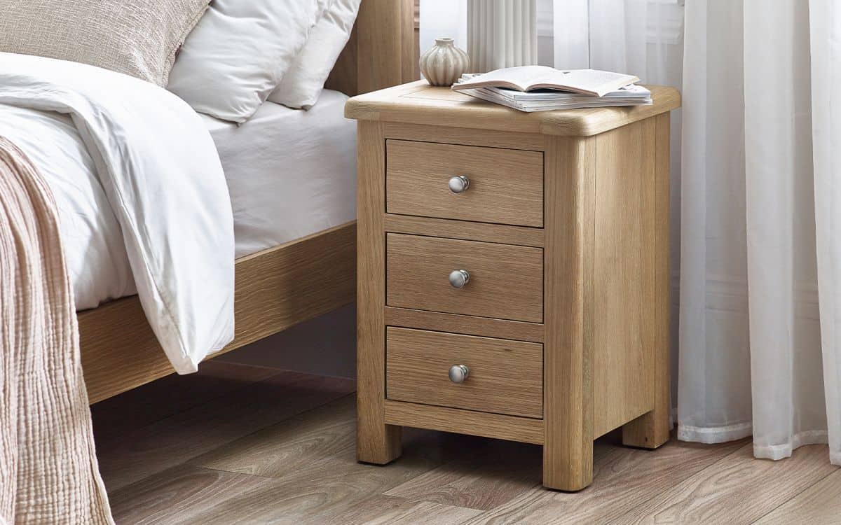 Memmingen 3 Drawer Bedside - Limed Oak | Buy Online | Beds.ie
