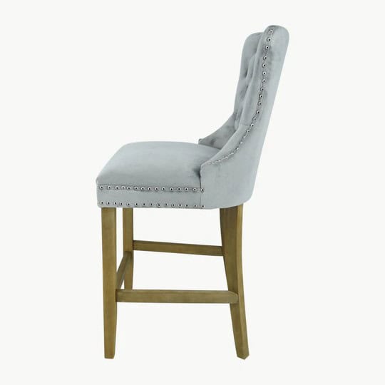 Kacey Stool with Brushed Legs - Grey Velvet (Set of 2) - Image 5