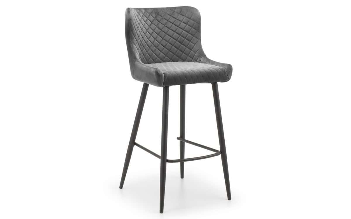 Watson Bar Stool - Grey Velvet - Image 3