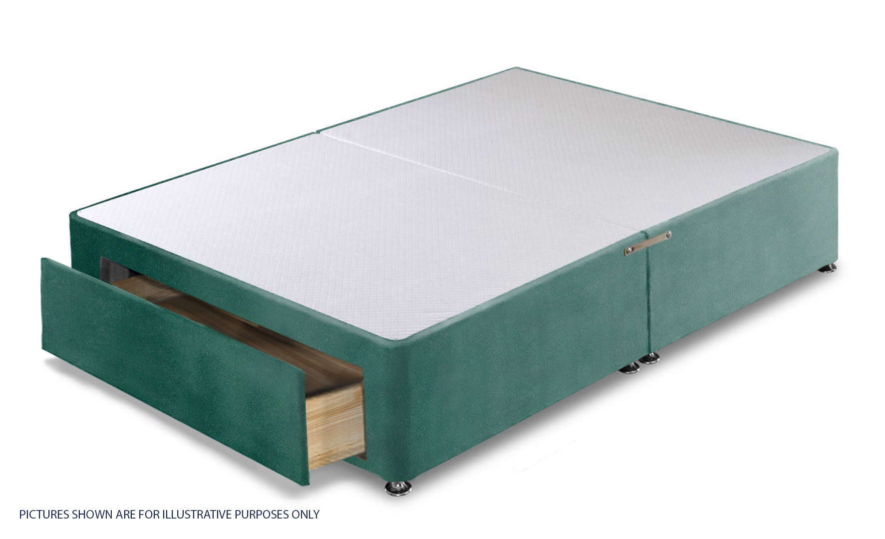 Apollo 4ft Velvet Turquoise Jumbo Drawer Divan Base | Buy Online | Beds.ie