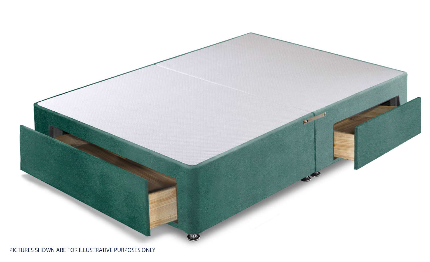 Apollo 4ft Velvet Turquoise Jumbo Drawer Divan Base - Image 2