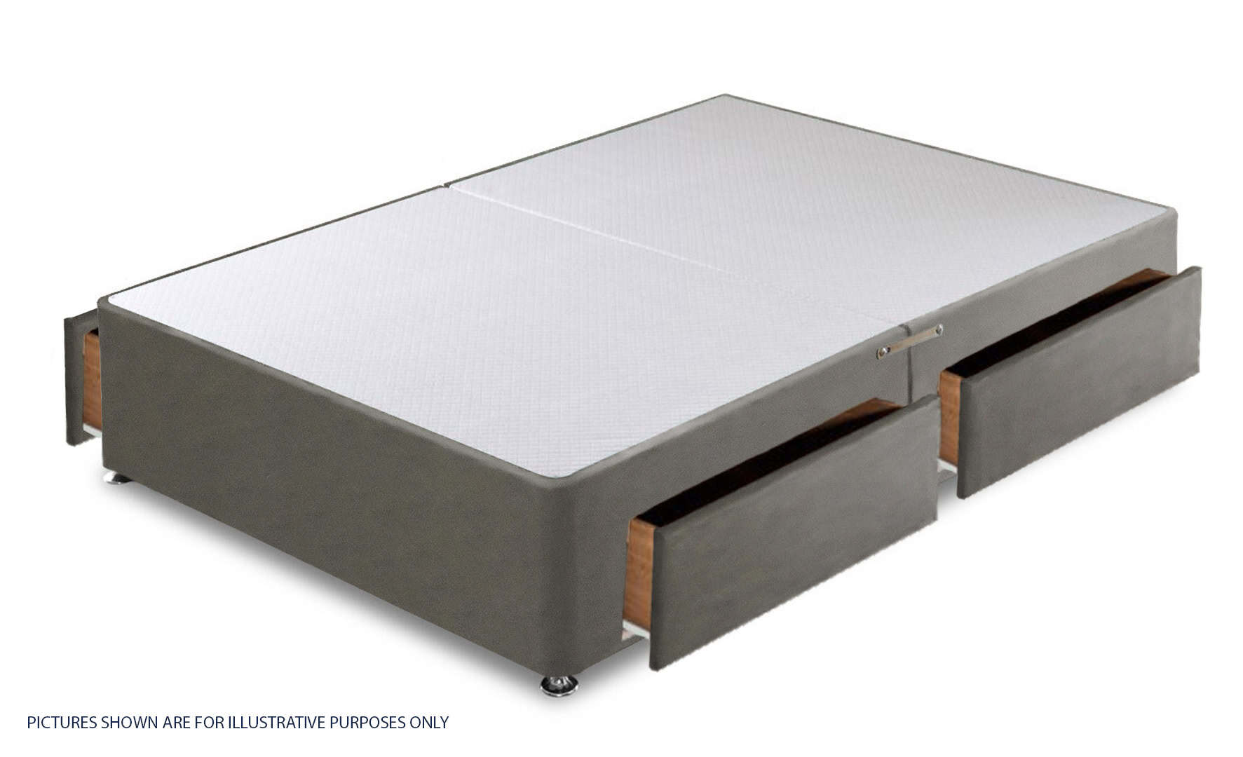 Apollo 4ft6 Velvet Light Grey 4 Drawer Divan Base | Buy Online | Beds.ie
