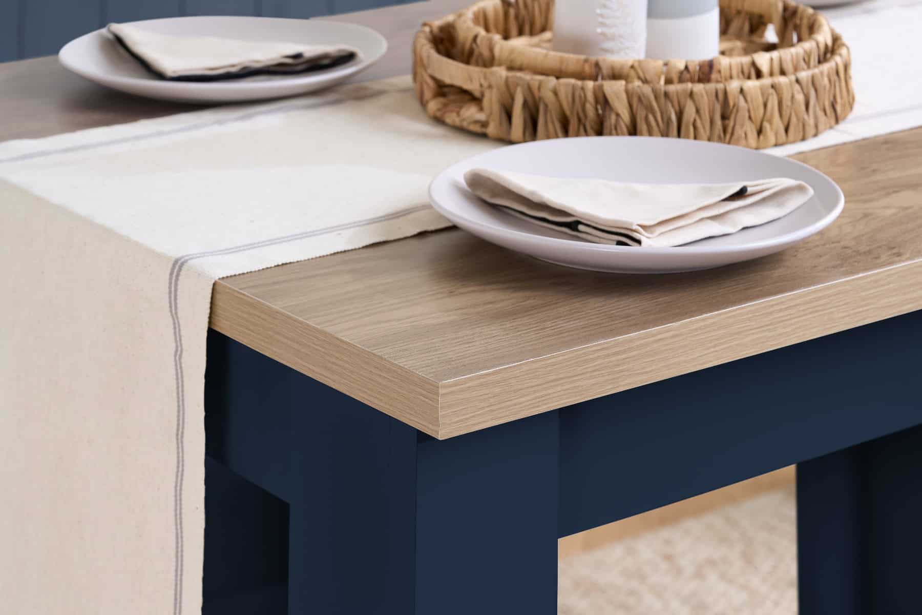 Highgate Dining Table & Bench Set - Navy & Oak - Image 2