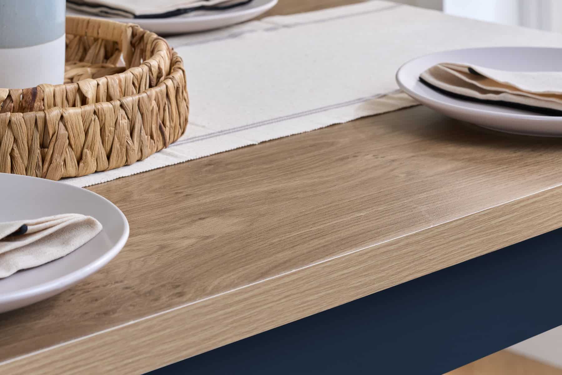 Highgate Dining Table & Bench Set - Navy & Oak - Image 3