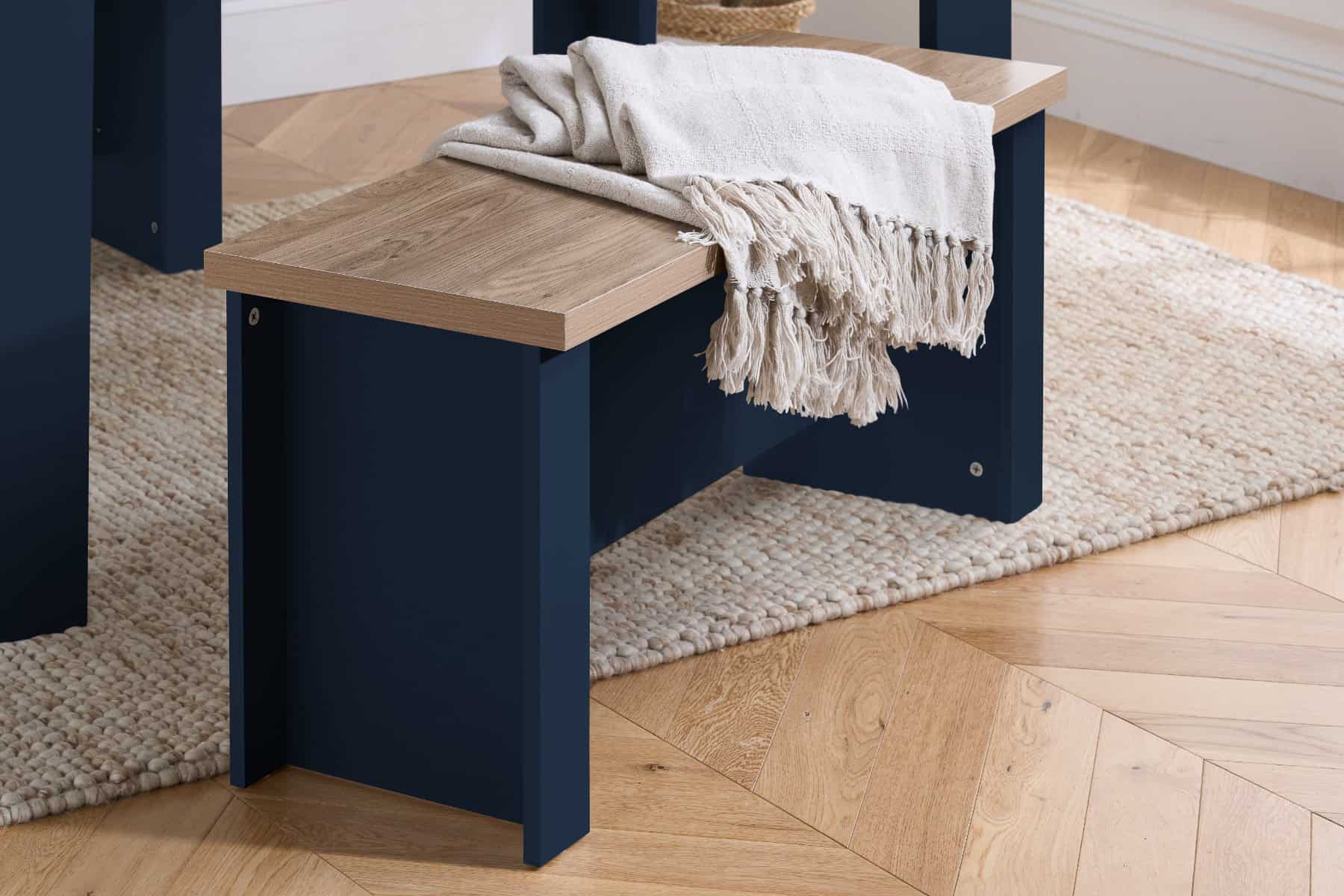 Highgate Dining Table & Bench Set - Navy & Oak - Image 4