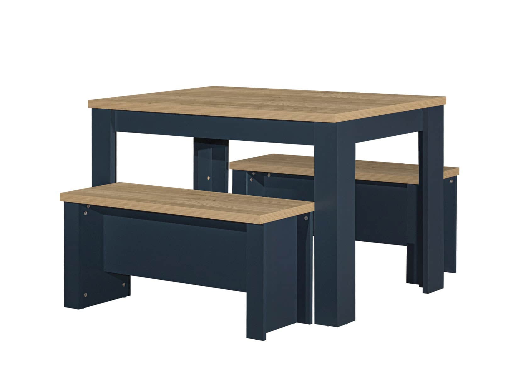 Highgate Dining Table & Bench Set - Navy & Oak - Image 6