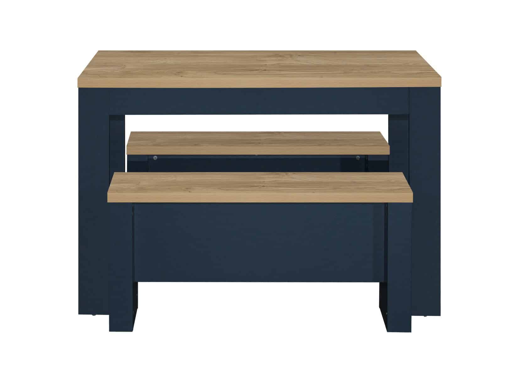 Highgate Dining Table & Bench Set - Navy & Oak - Image 8