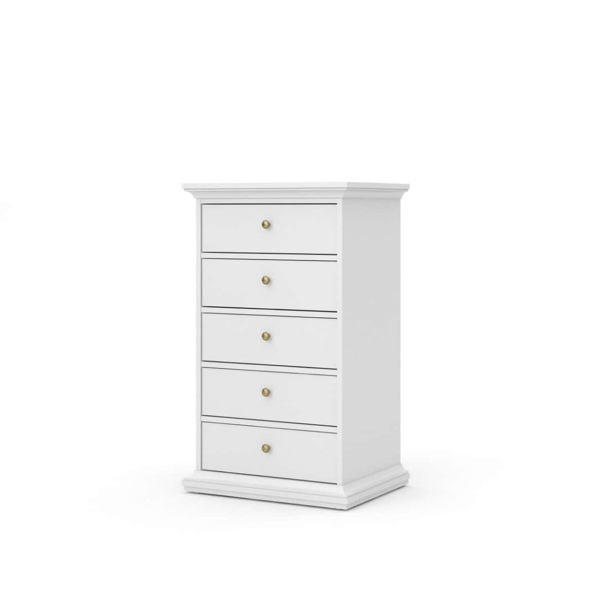 Paris 5 Drawer Chest - White - Image 2
